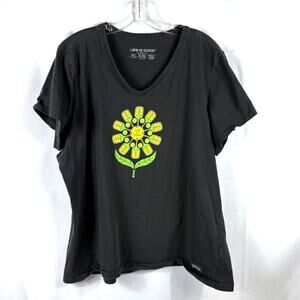 Life Is Good Womens XXL 2XL Pickleball  V-Neck T-Shirt Crusher Lite